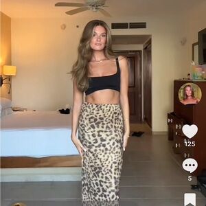 Leopard Print Midi Skirt